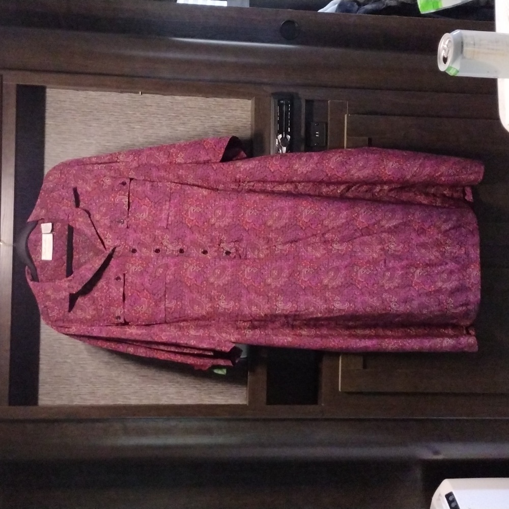 Schrader Dress Pink Purple Pockets Button Front Paisley Size 22w